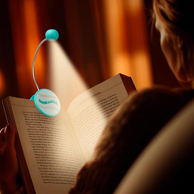 WITHit Clip On Book Light – Dimmable LED Reading Light for Books and eBooks, Reduced Glare, Portable, Cute Bookmark Light for Kids & Adults, Batteries Included (Book Lovers, Quotables)