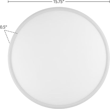 Maxxima 16 in. LED Flush Mount Ceiling Light, 3500 Lumens, 5 CCT 2700K/3000K/3500K/4000K/5000K Panel Light, White Trim Round Fixture, Dimmable for Modern Bedroom, Kitchen, and Living Room Lighting
