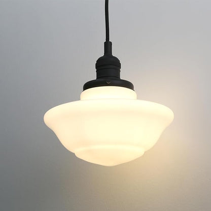 Pathson Modern Pendant Light with Milk White Glass, Vintage Ceiling Pendant Lighting Adjustable Textile Cord, Frosted Ceiling Fixture Lamp for Living Room Bedroom Kitchen Dining Room