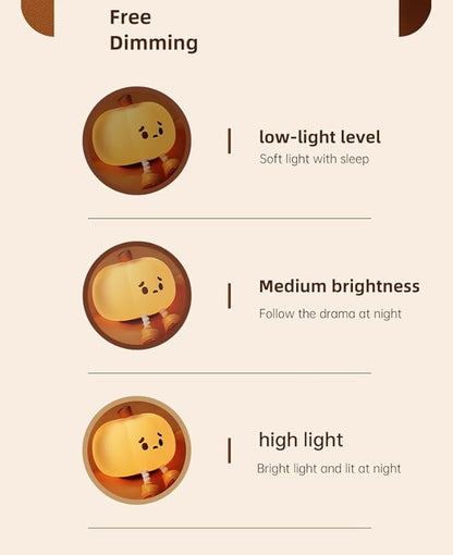 ATSUI Pumpkin Night Light, Halloween LED Squishy Novelty Lamp, Food Grade Silicone, Dimmable, Rechargeable Breastfeeding Nursery Nightlight for Desk Decor, Funny Gifts Stuff for Kids Women Boys Girls