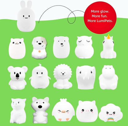 Lumipets Baxter The Bunny Squishy Night Light for Kids | Silicone Lamp with Tap & Remote Control | Rechargeable Color Changing Animal Night Light for Boys & Girls | Portable Nightlight with USB Cord