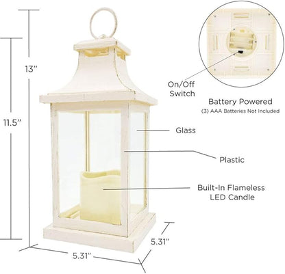 6PCS LED Decorative Lanterns, Kate Aspen White/Ivory Vintage Rustic Home Décor Lantern Tabel Centerpiece for Wedding, Bridal Shower, Anniversary Party - Hampton