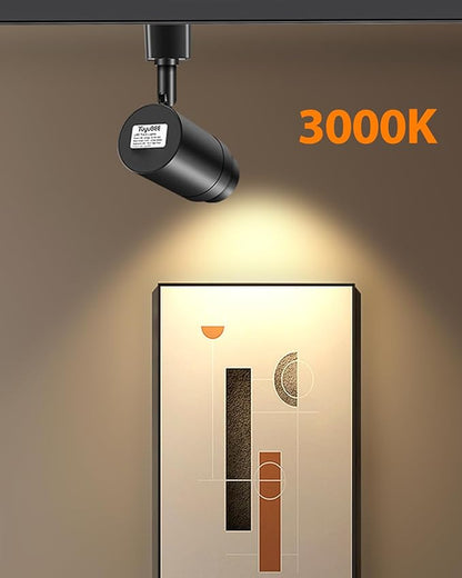 Zoomable H Track Lighting Heads H Type Track Light Heads Dimmable LED Track Lighting Fixtures Ceiling Spot Light, H Style Track Heads for H Track Lighting Rails - Black CRI90 12W 8 Pack 3000K