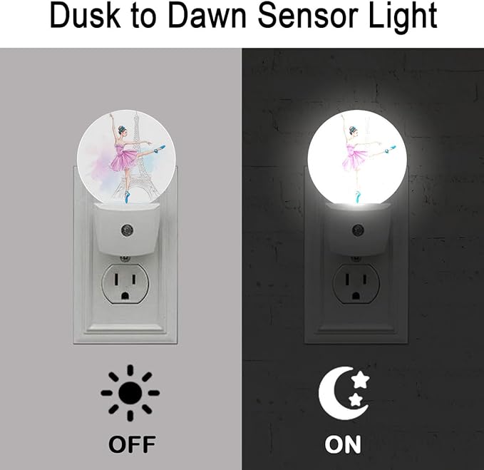 Ballet Girl Eiffel Tower Paris Night Light Plug-in Sleep Lamp Led Dusk to Dawn Night Light for Bedroom