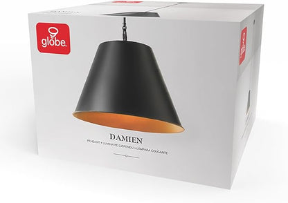 Globe Electric 1-Light Pendant Light, Matte Black Finish, Adjustable Hanging Rods, Dimmable, E26 Base, Dark Academia Modern Ceiling Lighting, 67000198
