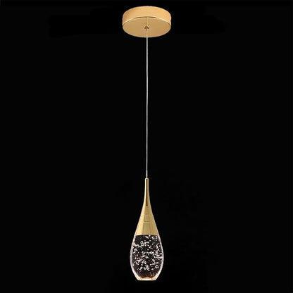 JoollySun Mini Crystal Pendant Light: 1-Light Teardrop Dimmable 3-Color LED Pendant for Kitchen Island Bathroom - Polished Gold