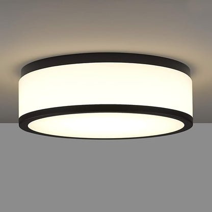 LED Flush Mount Ceiling Light, 15 inch, 24W Dimmable 3000K 4000K 5000K Matte Black Modern Round Ceiling Light Fixture for Kitchen, Hallway, Bathroom, Stairwell, LMS-054