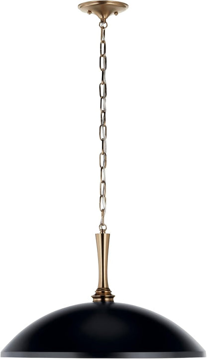 Kichler Delarosa 1-Light Pendant Light Fixture, Updated Traditional Hanging Light with Black Shade and Champagne Bronze Hardware for Kitchen Island, Dining Room, Hallway (12.75" x 20.25"), 52638BK