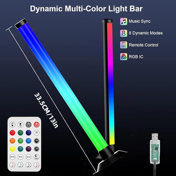 NBBUFF Led Light Bar with Music SynC Color Changing, Led Bar with App & Remote Control, RGB+IC & W Smart RGB Light Bar, USB Powered Led Lights, Dynamic PC Room Monitor Backlight Gaming, 2 Pack