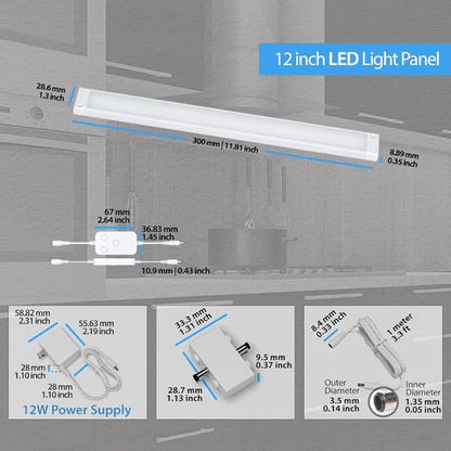 EShine 3 Pack 12 inch White Smart Dimmable LED Under Cabinet Lighting Kit Compatible with Alexa, Google - Cool White (6000K)