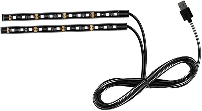 Ohleats Car LED Strip Light, 24 LED RGB Auto Interior Atmosphere Lights, USB Vehicle Under Dash Ambient Night Light Strip, Interior Decorative Lamp Lighting Kit Car Accessories (Green)