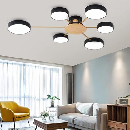 LED Ceiling Lighting 41 Inch 6-Lights Modern Ceiling Lights Flush Mount Recessed Lighting Ceiling Light 48W Adjustable Living Room Bedroom Kitchen, 3000K-6000K Temperature Available Black
