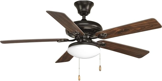 Progress Lighting 2-Light Ceiling Fan Light Kit for AirPro Collection Ceiling Fans, Modern Tranisitonal Style with Wide Low Profile Opal Glass Diffuser, Includes 2 LED Light Bulbs, Antique Bronze
