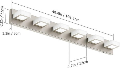 Ralbay Brushed Nickel Bathroom Lights Fixtures Dimmable 5 Color Temperature Acrylic Modern Vanity Lights for Bathroom Brushed Nickel-5 CCT 40.4 inch