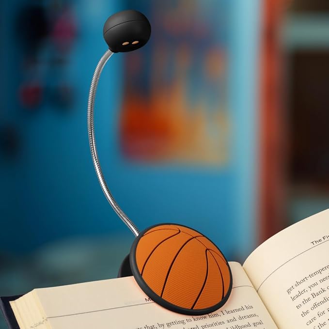 WITHit Clip On Book Light – Dimmable LED Reading Light for Books and eBooks, Reduced Glare, Portable, Cute Bookmark Light for Kids & Adults, Batteries Included (Basketball, in The Zone)