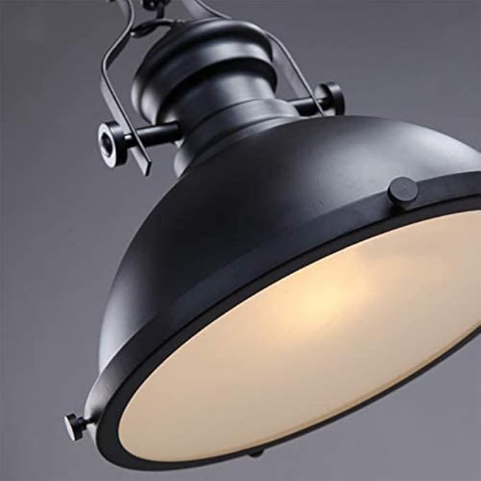 12 Inch Industrial Pendant Light with Diffuser, Vintage Hanging Fixture for Kitchen Island, Dining Room, Farmhouse, Bar, Cafe, Dimmable Rustic Ceiling Lamp (Black, 3 Pack)