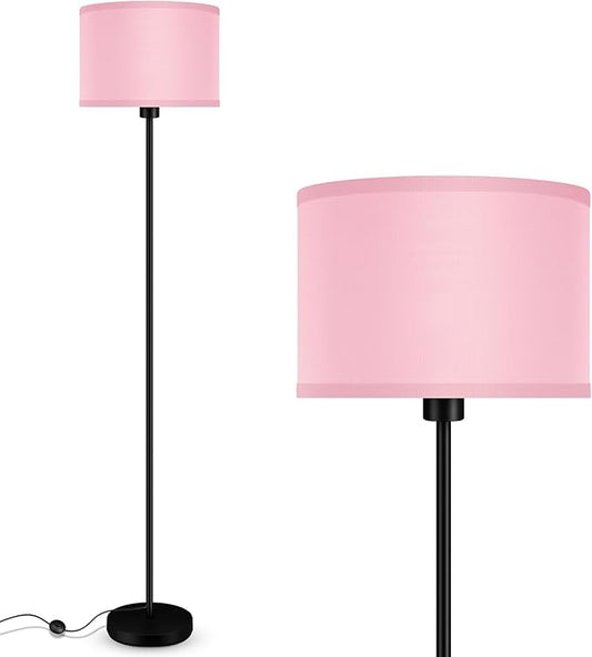 Floor Lamp Pink, Standing Lamp, Small Kids Floor Lamps with Lampshade, 59" Tall Lamps for Bedroom, Foot Switch, Simple Corner Pole Lamp for Living Room, Girls Room, Nursery, Office(NO Bulb, E26 Base)