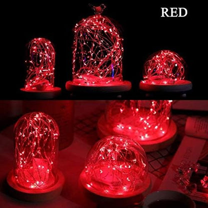 VOOKRY 8 Pack 30 LED Fairy Lights Battery Operated String Lights - 10 ft Red Mini Silver Wire Firefly Starry Moon Lights Waterproof for DIY Crafts Wedding Party Table Centerpieces Bedroom Christmas