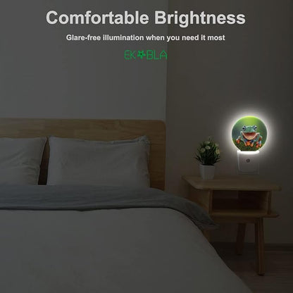 EKOBLA Frog Plug-in Night Light, Cute Green Pond Animal LED Nightlight with Auto Sensor, Dusk to Dawn Lighting for Bedroom & Bathroom