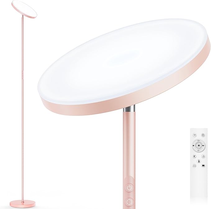OHLUX Floor Lamps for Living Room, Bright LED Standing Lamp with Remote, Modern Color Changing Tall Lamp with Stepless Dimming, 69" Corner Floor Lamp for Bedroom, Office, Pink