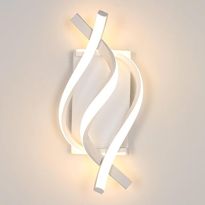DELIPOP Modern LED Wall Sconce, 3000K Spiral Indoor Wall Light, 21W Acrylic LED Wall Lamp for Hallway Bathroom Bedroom Living Room