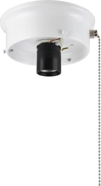 Aspen Creative 22104-03-1, Flush Mount Ceiling Fixture Shade Holder Kit with On/Off Pull Chain Switch in Matte White Finish 4-1/2" Fitter, 5" Diameter x 1-3/4" Height