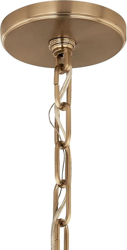 Kichler Etcher 2-Light Pendant Light Fixture with Etched Painted White Glass Diffuser, Kitchen Island Hanging Light in White and Champagne Bronze (22.5" x 18"), 52711WH
