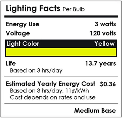Sunlite 81466 LED PAR20 Colored Recessed Light Bulb, 3 Watt (50w Equivalent), Medium (E26) Base, Floodlight, ETL Listed, Yellow, 1 Count