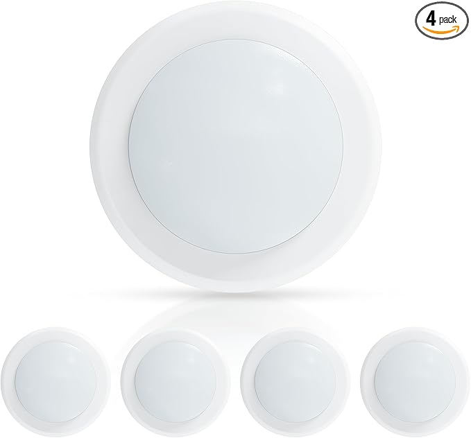 ECOELER 6 Inch LED Disk Lights, Dimmable Flush Mount Ceiling or Recessed Disc Light, 16.5W 1000Lm, 2700K Soft White, Retrofit Surface Mount Downlight for Hallways, Kitchens, Garage, ETL Listed, 4 Pack
