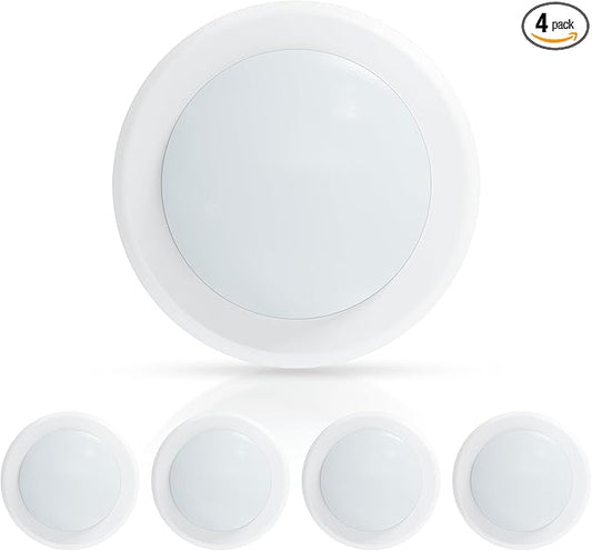 ECOELER 6 Inch LED Disk Lights, Dimmable Flush Mount Ceiling or Recessed Disc Light, 16.5W 1000Lm, 2700K Soft White, Retrofit Surface Mount Downlight for Hallways, Kitchens, Garage, ETL Listed, 4 Pack