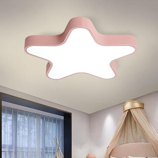 LED Ceiling Light Fixture, Modern Pentagram Recessed Ceiling Lights, 3000K-6000K Dimmable Light, Close to Lighting Flush Mount Living Room Pendant Lamps (Pink, 20inch)