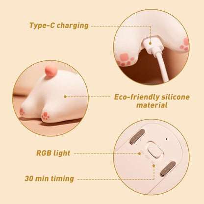 IFTHFOUR Bunny Night Light - 16 Color Kawaii Silicone Lamp, Rechargeable Dimmable Nursery Light, Soft Touch Rabbit Nightlight for Toddler Room, Baby Bedside Lamp for Girls and Boys