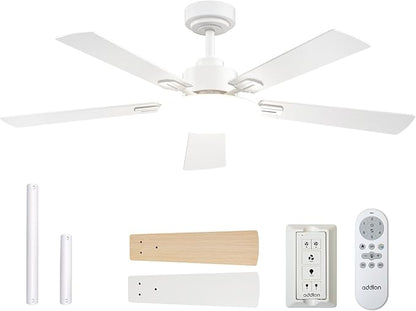 addlon Ceiling Fans with Lights, 52 inch White Ceiling fan with Light and Remote Control, Reversible, 3CCT, Dimmable, Noiseless, Small Ceiling Fan for Bedroom, Farmhouse, Indoor/Outdoor Use
