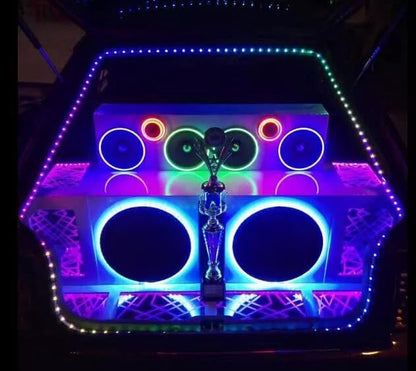 4PCS 6.5" RGB Dream Color Chasing Symphony LEDs Addressable Speaker Rings Lights with Wireless RF Remote Bluetooth App Control Coaxial Speaker Lights Slingshot