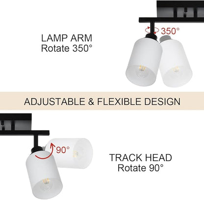TODOLUZ Black Track Lighting Kit, 5-Lights Directional Spotlight with Opal White Glass, Kitchen Ceiling Light Fixtures for Dining Room Kithen Island Cloakroom