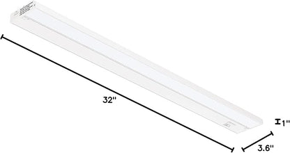 Getinlight 32-inch 3 Color Levels LED Under Cabinet Lighting, Hardwired or Plugged-in, Selectable White 2700K/3000K/4000K, Dimmable, White Finished, IN-0210-4