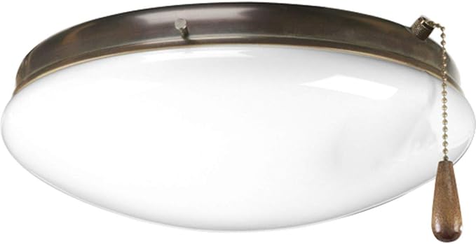 Progress Lighting 2-Light Ceiling Fan Light Kit for AirPro Collection Ceiling Fans, Modern Tranisitonal Style with Wide Low Profile Opal Glass Diffuser, Includes 2 LED Light Bulbs, Antique Bronze