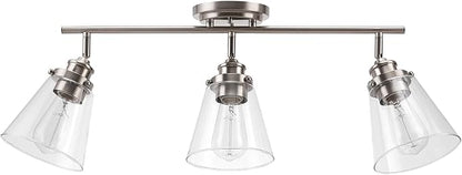 Globe Electric 59628 Jackson 3-Light Track Lighting, Brushed Nickel, Clear Glass Shades, Silver, Bulb Not Included