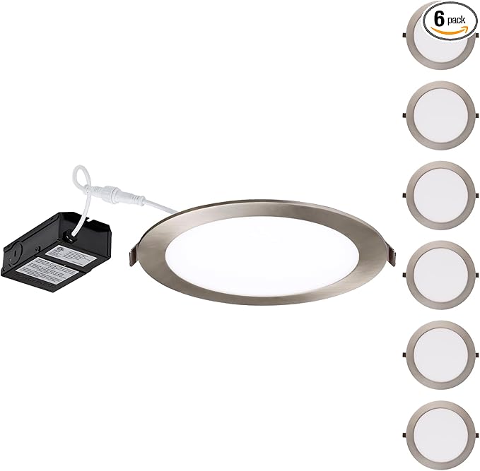 TORCHSTAR E-Lite Series 8 Inch Slim Recessed Lighting with J-Box, 18W Ultra-Thin LED Recessed Light, Dimmable Canless Downlight, ETL&ES Listed, CRI90, 3000K Warm White, Oil Rubbed Bronze, Pack of 6