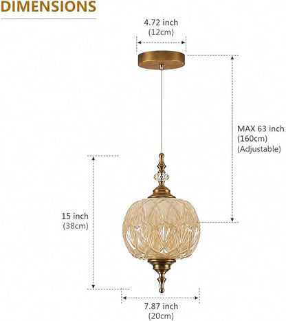 Vintage White Glass Pendant Lights 8.3 inch Pendant Lighting Fixture with E26 Bulb for Bedroom Living Room Dining Room Kitchen Island Hallway