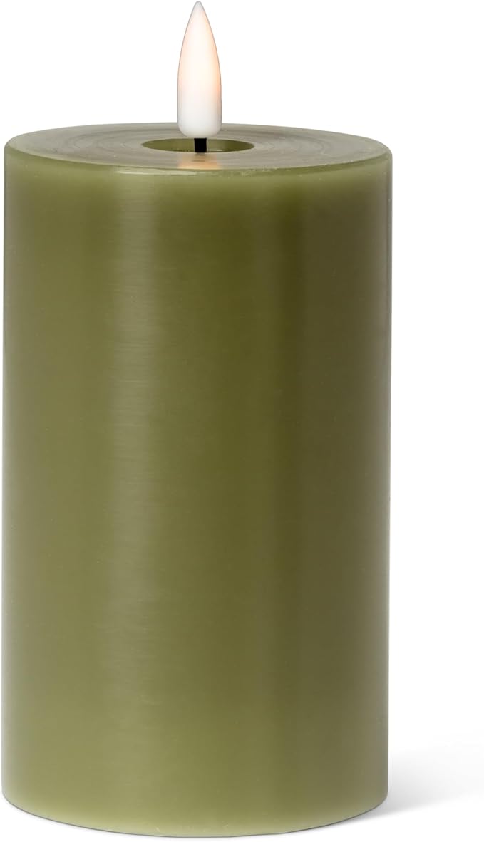Abbott Collection Wax LED Flameless Pillar Candle - Green (3x5 H)