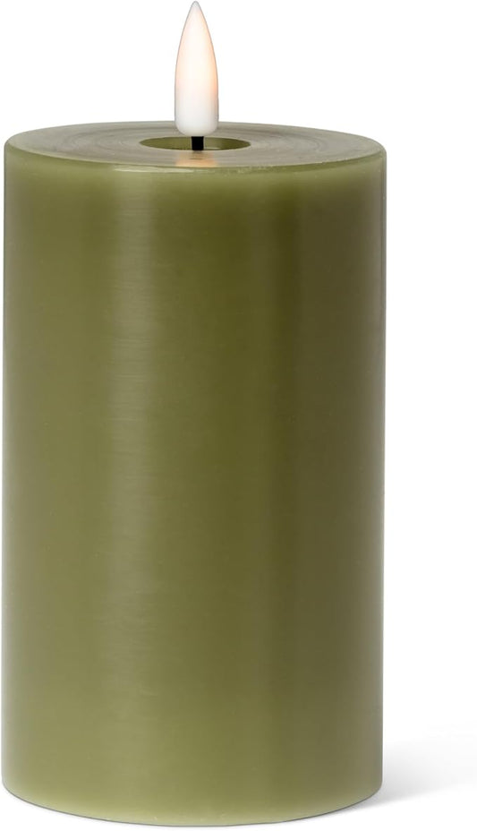 Abbott Collection Wax LED Flameless Pillar Candle - Green (3x5 H)