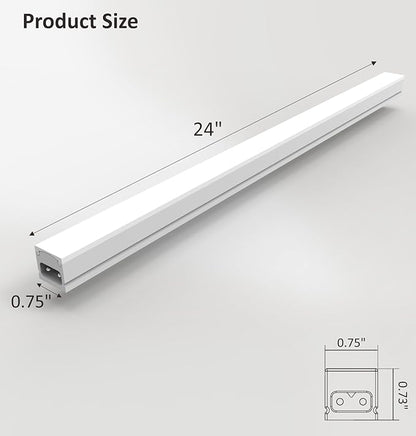 Leetdud Under Cabinet Lighting Plug in, 24 Inch 1 Pc, Linkable AC120V 3CCT 3000K/4000K/5000K Ultra Slim, LED Under Cabinet Lights for Counter Light, Kitchen, Shelf, Sink, Workshop, Desk, White