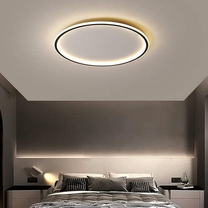 Dimmable LED Ceiling Light Fixture Flush Mount,12" Round Recessed Ceiling Lamp with APP Adjustment,Black Ceiling Lamp 3000K-6000K 33W Close to Ceiling Indoor Lighting for Bedroom Dining Living Room