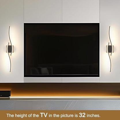 Daunton Modern Hardwired Wall Sconce Set of 2, LED Black Wall Light with Remote Control, RC Dimmable LED Wall Light Indoor, Wall Decor for Hallway Bedroom Living Room TV Wall, 27.5 in, Timer, Memory