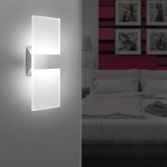 ChangM Modern Wall Sconce 12W, Set of 2 LED Wall Lamp Cool White Acrylic Material Hardwired Wall Mounted Wall Lights