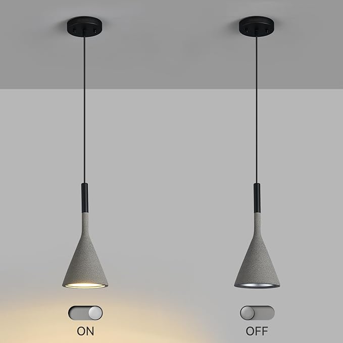 Farmhouse Black Pendant Light Fixtures 1-Light Concrete Industrial Kitchen Island Pendant Lighting for Dining Room Bedroom Hallway Pendant Ceiling Lamp(2-Pack)