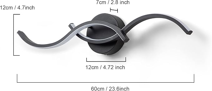 EDISLIVE Modern Wave LED Vanity Light Dimmable Modern Led Vanity Light Fixtures Linear Wall Sconce with Acrylic Strip Shade，24 in LED Vanity Lights for Bathroom Bedroom Makeup Living Room, Black