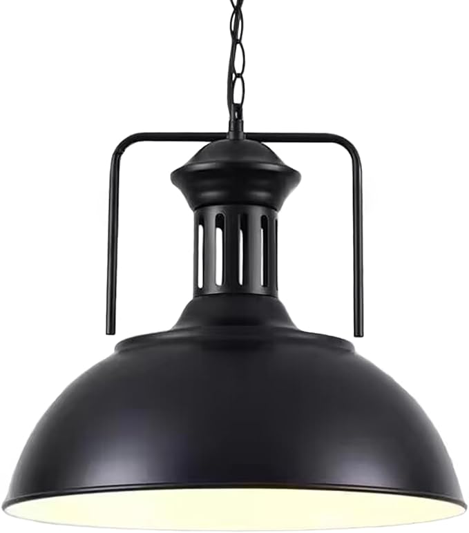 Vintage Industrial Pendant Lights E26 Retro Metal Hanging Lights, Farmhouse Hanging Lamp for Restaurant Kitchen Island Black 40 cm (Bulb not Included)