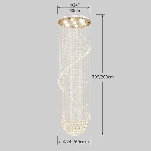 AGV LIGHTING Crystal Spiral Raindrop Chandelier, Modern Pendant Lighting with 7-Lights, H79 x D24 Large Chandelier